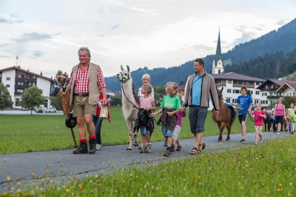 Kinder mit Lamas